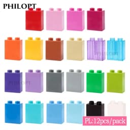 12PCS/LOT High Bricks 1x2 DIY Classic Education Big Building Blocks Compatible Large Brick Creates Plastic Toys For Children