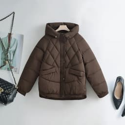 Autumn Winter Down Jackets Fashion Solid Women's Parka Hooded Down Cotton Padded Coats Long Sleeve Zipper Simple Female Outwear