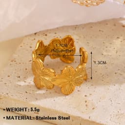 Elegant Stainless Steel Big Bloom Flower Rings For Women 18k Gold PVD Plated Open Ring Finger Jewelry Wedding Her Gift Punk