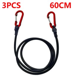 3PC 60-120cm 8mm Packing Ropes Outdoor Elastic Bungee Cords with Red Hooks Stretch for Bikes Car Luggage Roof Rack Camping Strap