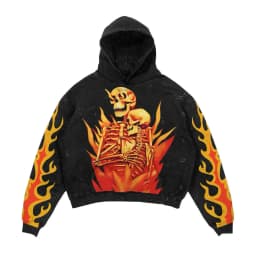 Retro hooded sweatshirt skull print flame Y2K retro hooded pullover jacket street style goth casual fashion men's Harajuku top