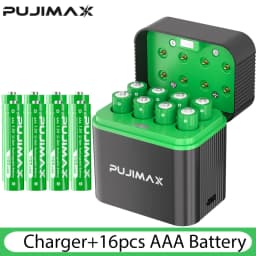 PUJIMAX 1.5V AAA 1100mWh Rechargeable Lithium-ion Battery With Smart Battery Charger SET Batteries Individually Available