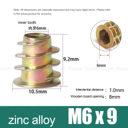 10-100Pcs M4 M5 M6 M8 M10 Zinc Alloy Thread for Wood Insert Nut Flanged Hex Drive Head Furniture Nuts Selection Length 6-30mm