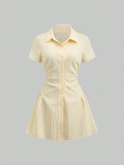 Women's Summer Mini Dress V Neck Bubble Sleeve Pleated A Line Shirt Dress Casual Short Dresses for Women