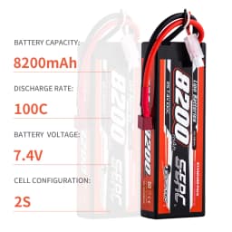 SUNPADOW 8200mAh 2S 3S 4S 7.4V 11.1V 14.8V Lipo Battery EC5 Plug 100C for RC Car Plane DJI Truck Tank Buggy Racing Boat Models