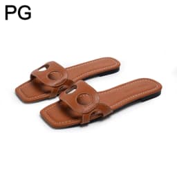 PG Minimalist Square Front Slide Sandals Double Hollow Detail Low Flat Heel Spanish All Match Office Commute Summer Footwear