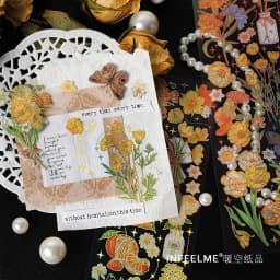 3 Sheets/pack Plants Wuthering Bronzing PET Sticker Bag Sunflower Strawberry Handbook Album Cup Bottle DIY Decorations