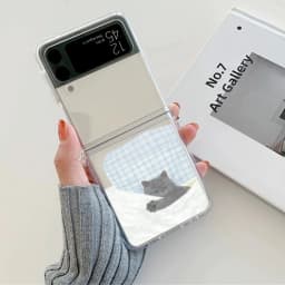 Cute Dog Cat Couple Clear Phone Case for Samsung Galaxy ZFlip 6 Z Flip 8 4 3 5 Hard Transparent Cover for Samsung ZFlip7 Shell
