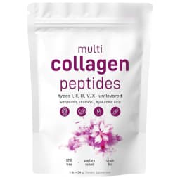 Multi-Collagen Peptides Powder – Hydrolyzed Collagen Blend with Vitamin C & Biotin Supports Skin,Hair and Nail Health 454g/1lb