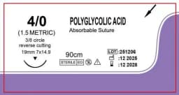 Veterinary Absorbable Sutures, Polyglycolic Suture (0/2/3/4 Medical Suture) (12 Pcs/90cm Round/Reverse Suture Thread)