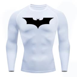 Bat Print Long Sleeve Compression Shirts for Men Gym Workout Running Tees Athletic Quick Dry Tshirts Tops Rash Guard Baselayers