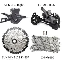Shimano Deore M6100 1x12 Groupset M6100 Derailleurs MTB Mountain Bike 12S Shift Lever Chain Sunshine HG Cassette 52T 50T 46T 12V