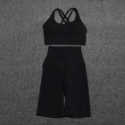 Nylon Yoga Set Gym Two Piece Sets Womens Bra Top Women Cycling Shorts Sport Fitness Sportswear 45 Colors Womens Clothing