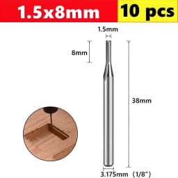 10pcs Carbide End Mill  3.175mm （1/8）Shank 2 Flute Straight Slot Milling Cutter MDF Plastic Wood Cutter CNC Machine Router Bit