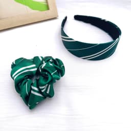 1/4PCS Magic College Wizard Slytherin Costume Cosplay Style Vintage Hair Hoop Striped Girls Silk Headband Accessories