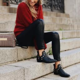 Trend Women's Boots Pointed Toe Rivet Womens Ankle Boots Plus Size 34-43 High Heels Hot Sale New Shoes for Women High Quality