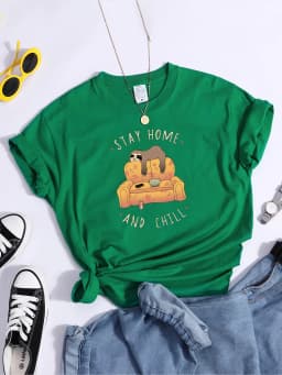 Sloth On The Sofa Personality Letters Printing Tshirts For Women Crewneck Harajuku Women's T-Shirt Casual Punk Woman Clothes