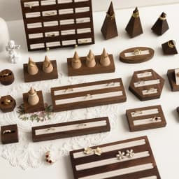 Walnut Wood Jewelry Display Stand Vintage Ring Earring Display Tray Velvet Lining for Jewelry Photography Shop Counter Display