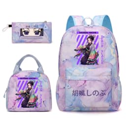 Kochou Shinobu Print School Backpack Set with Lunch Bag Pencil Case for Girls Kids Student Bookbag