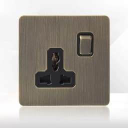 Retro Metal Brushed Antique Stainless Steel Push Button Switch Panel UK 13A Socket with USB Phone Charging for Home Improvement