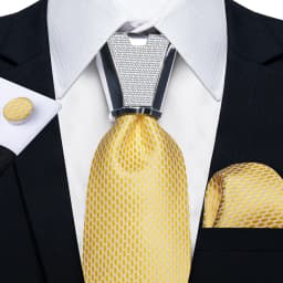 DiBanGu Business Plaid Black Solid Luxury Elegant Silk Ties for Men Designer Tie Buckle Handkerchief Cufflinks Wedding Accessory