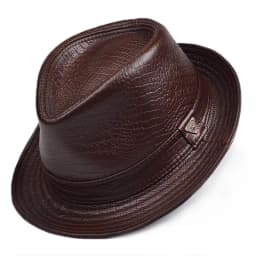 New Man High Quality Genuine Leather Cowhide Formal hat Gentleman Cow Skin Short Brim Black/Brown Top Hat Male Shows Gentleman