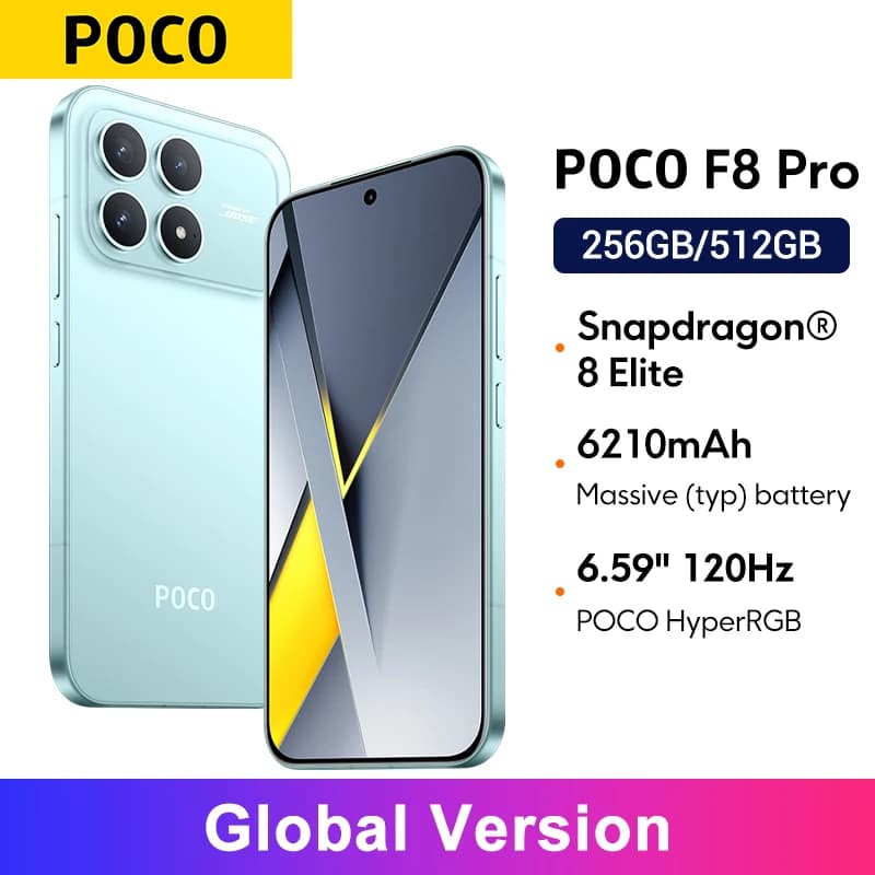 POCO F8 Pro 5G Global Version 50MP 6210mAh Smartphone Snapdragon® 8 Elite 6.59" 120Hz POCO HyperRGB AMOLED Display