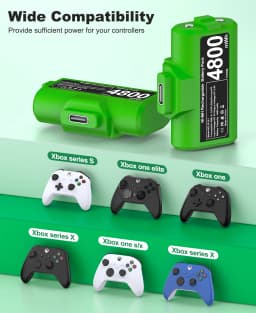 BEBONCOOL for Xbox One/SeriesX|S Controller Batteries 2 X 4800mWh Pack Play and Charge Kit USB-C Charging Cable/4 Covers