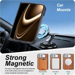 2 in 1 Detachable Card Holder Magnetic Leather Case for iPhone Ultra 18 Fold Shockproof for Magsafe Comfortable Grip Slim Cover