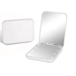 Mini Handheld Makeup Mirror 1X/3X Magnifiying Compact Folding Travel Portable With Light Makeup Pocket Mirror 8 Leds for Gifts