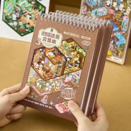 40pcs/book Miniature Scene Sticker Book Dream Town 4.0 Series Cute Style Stacked 3D Houses Quiet Book DIY Planner Scrapbooking