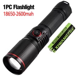 Aluminum Alloy White Laser Powerful LEP Flashlight 18650 or 21700 Battery Zoom Torch Light Lamp with Tail Rope Power Indicator