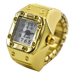 The New Best-Selling Ring Watch Features A Creative Golden Alloy Case With A Finger Square Dial For Couples And Men