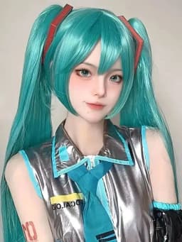Turquoise Blue Cosplay Wig Long Straight With Bangs Double Ponytail Heat Resistant Synthetic Wig For Women