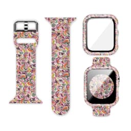 Glass+Cover+Strap for Apple Watch Case 44mm 40mm 41mm 45mm 42mm 38mm sport Silicone bracelet iwatch series 9 8 7 6 5 4 3 SE Band