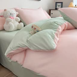 Ins Style Solid Color Duvet Cover Set Washed Cotton Bedclothes Comforter Cover Pillowcase Soft Bedding Sets Quilt Covers 220x240