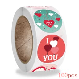 50-500pcs Red Heart Shape Labels Valentine's Day Paper Packaging Sticker Candy Dragee Bag Gift Box Packing Bag Wedding