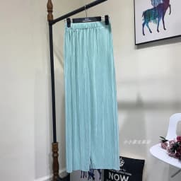 Summer Thin Chiffon Wide Leg Pants For Women Casual Candy Color Loose Long Pants Lady Solid Color Straight Pleated Trousers