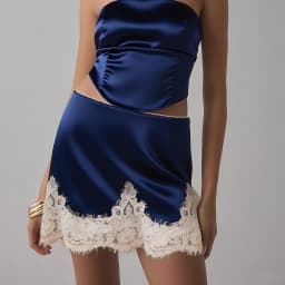 Women Satin Mini Skirts Casual Elegant Solid Color Lace Hem Skirt for Beach Vacation Party Club Y2K Going Out Streetwear