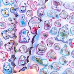 1 pc/4 pcs Cartoon Sweet Cats Unicorn Drop 3D Relief Stickers Scrapbooking Diy Diary Stationery Sticker Decor Cute Stickers