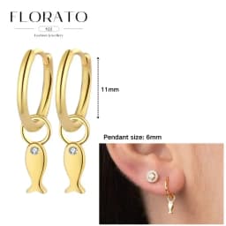 925 Sterling Silver ear needles Animal Butterfly/Elephant/Shell Pendant Hoop Earrings For Women Fashion Jewelry Accessories