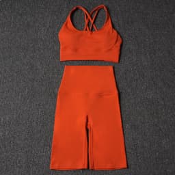Nylon Yoga Set Gym Two Piece Sets Womens Bra Top Women Cycling Shorts Sport Fitness Sportswear 45 Colors Womens Clothing