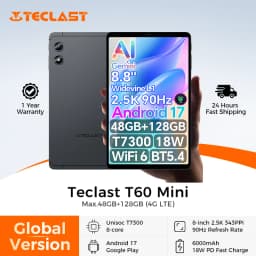 Teclast T60 Mini Android 17 Tablet 8.8" 2.5K LCD 90Hz 343PPI TDDI Display 8GB RAM+40GB Expansion+128GB ROM T7300 8 Core 4G LTE