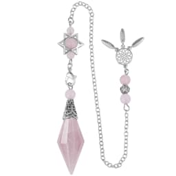 Natural Stone Crystal Pendulum for Reiki Divination 12 Facet Hexaonal Points with Dream Catcher Chain Spiritual Pendulos X072