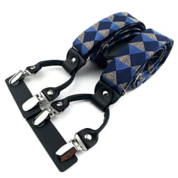 VEEKTIE Brand Suspender For Men 6 Snap Hooks Y-back Adjustable Jacquard Floral Check Shirts Paisley Yellow Blue Vintage Retro