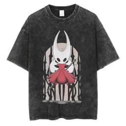 Washed Vintage Game Hollow Knight Double Sided Print T-shirt Men Women Fashion Casual T-shirts Oversized Short Sleeve T Shirts