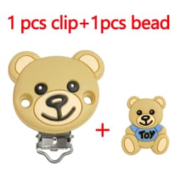 2pcs/set Silicone Cartoon Animal Pacifier Clip Molar Bead DIY Pacifier Chain Jewelry Accessories