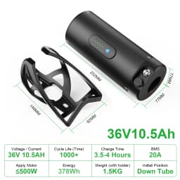 36v 10.5ah Bottle EBike Battery 48V 36V 7Ah 10.5Ah 9Ah Electric Bicycle18650 Batteries Pack for 250W 350W 500W Motor Kit