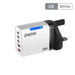 240w Gan Fast Charger With Led Light 2usb+3type-C 5 In 1 Multi Port Phone Charger For Iphone15-17Series Samsung Huawei Xiaomi 15