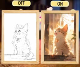 Cute Cat Kawaii Pets Light Painting Picture Frame Led Night Light Moon Lamp Room Decor Home Bedroom Friends Kids Birthday Gifts